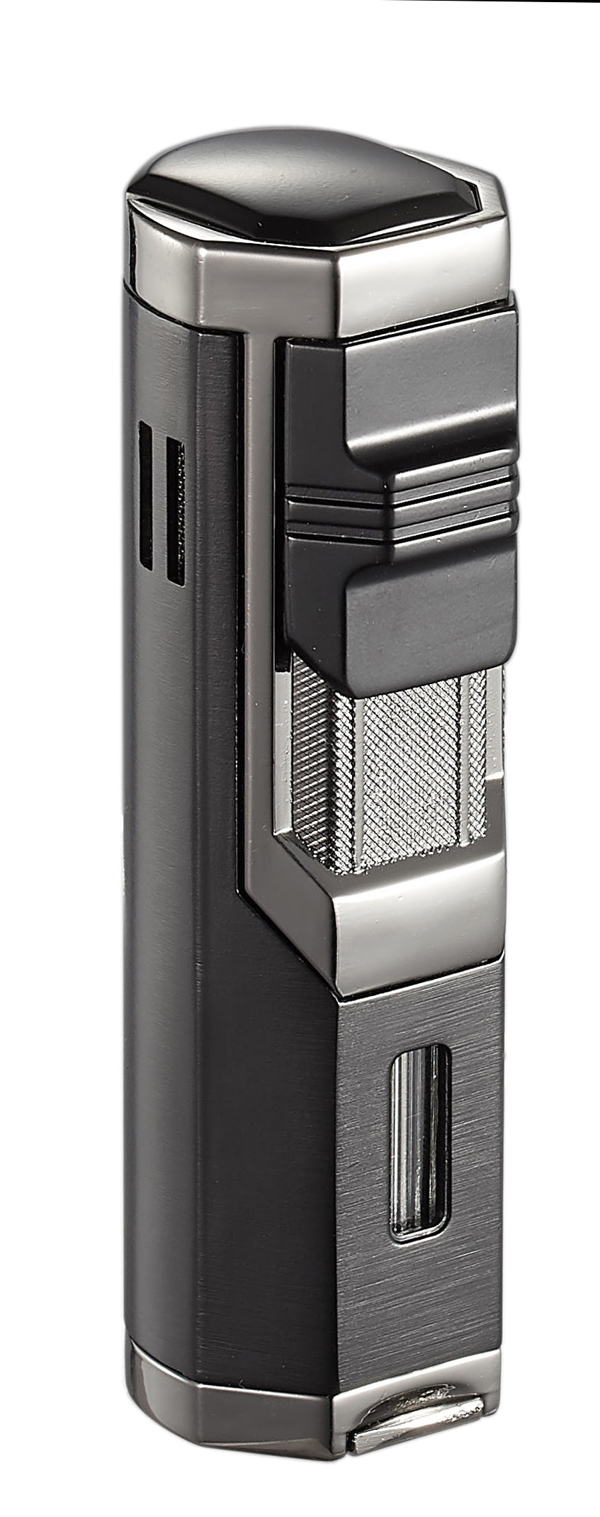 Premium Visol Andes Triple Torch Cigar Lighter in Gun Metal - Windproof Butane Lighter for Cigars, Cigarettes & Outdoor Use (Camping, BBQ, Hiking)