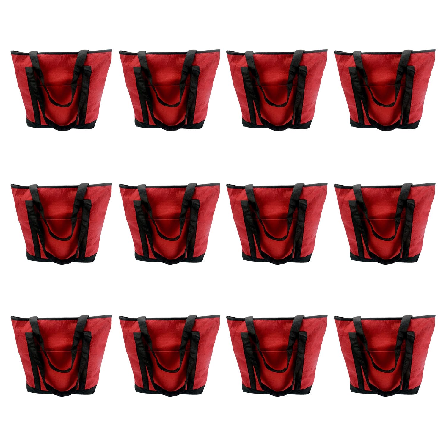 Sweda Reusable Grocery Bags Bulk Pack - 12 Pack Eco-Friendly Foldable Soft Cloth Shopping Bags (Maroon) - Perfect for Grocery Shopping, Farmers Markets & Sustainable Living