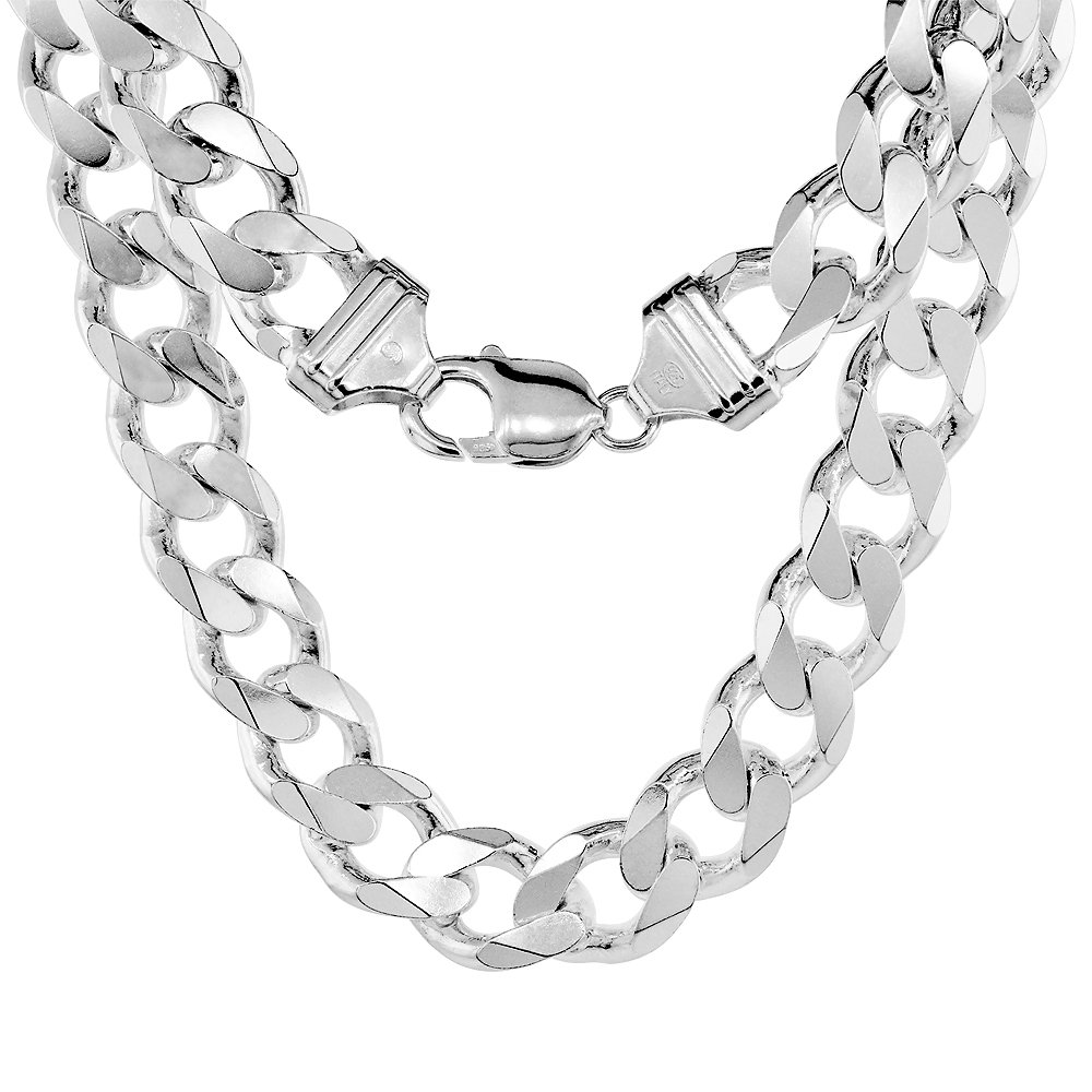 Sterling Silver 13mm Thick Cuban Link Chain Necklace & Bracelet Set for Men - Nickel Free, Beveled Edges, 20 Inch - Perfect for Gifts, Hip Hop Fashion, and Everyday Wear