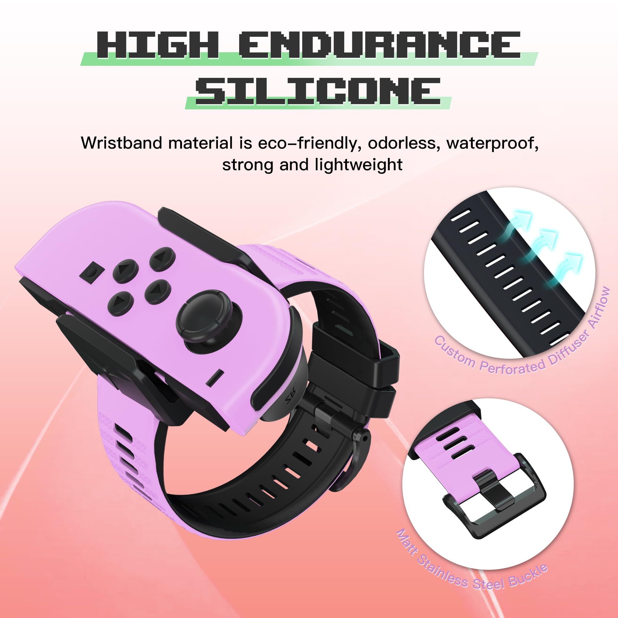 Narati Adjustable Silicone Wrist Bands for Nintendo Switch Joy Cons & OLED Model - Compatible with Just Dance 2021-2025 - 2 Pack for Adults & Kids - Perfect for Dance Games, Fitness Tracking & Motion Control Gaming