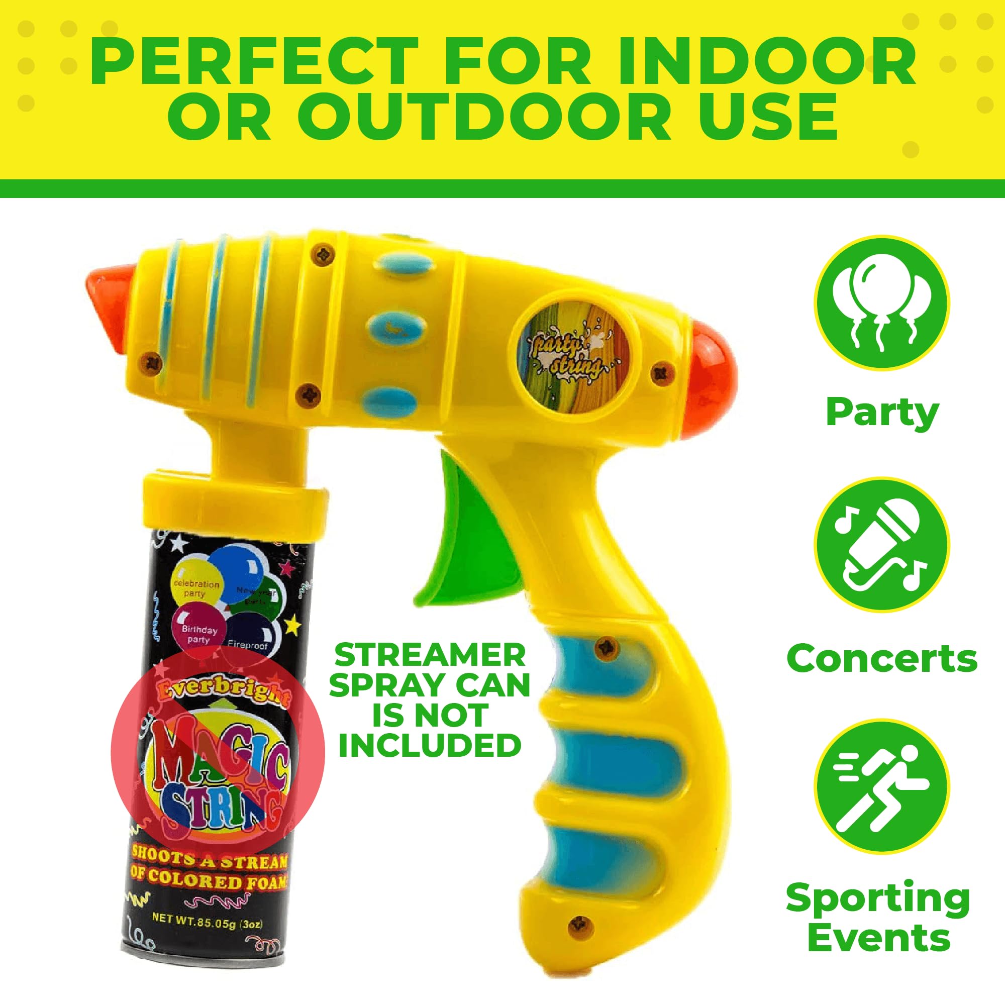 Non-Toxic Party Streamer Spray String Shooter Toy for Kids - Fun Toy Pistol for Birthday Parties & Celebrations | Safe for Boys & Girls | Perfect for Festive Events, Carnivals & Family Gatherings