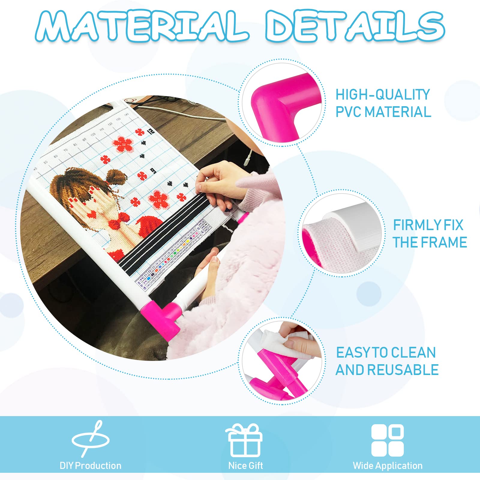 Universal Embroidery Clip Frame & Cross Stitch Hoop - Adjustable Embroidery Sewing Stand Tool for Quilting, Needlepoint, Silk Painting - Perfect for DIY Craft Projects, Home Decor, and Gift Making