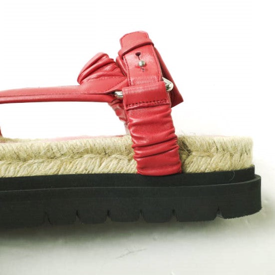 3.1 Phillip Lim Red Leather Platform Slide Sandals - Women's Fashion Sandals for Summer, Beach & Casual Outings