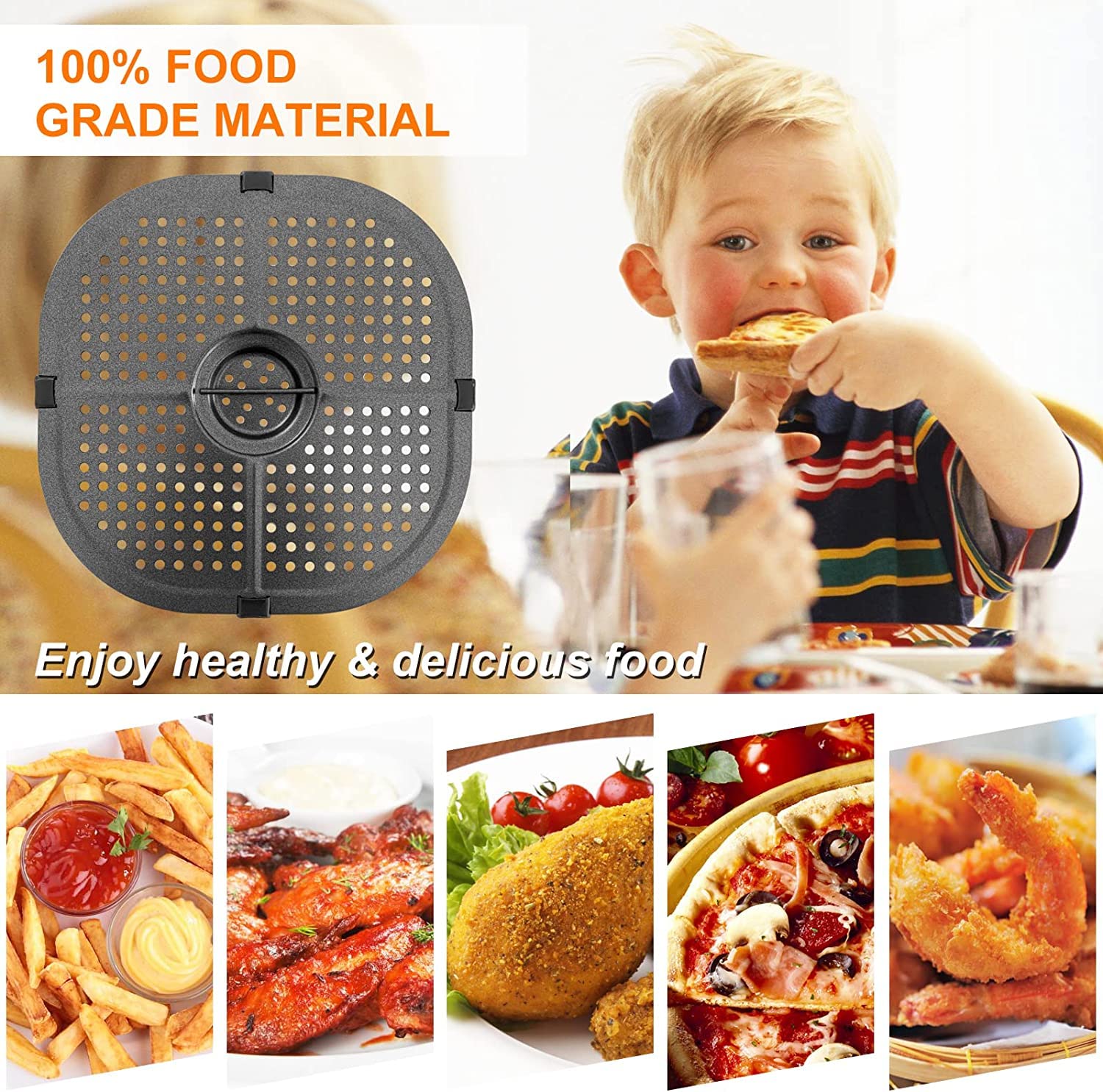 Nonstick Air Fryer Grill Pan Replacement for COROSI 5QT, Instant Dreo, Gourmia & Chefman Air Fryers - 9.1