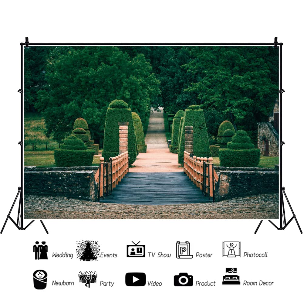Leyiyi 20x10ft Garden Photography Backdrop - Scenic Greenery Bridge & St.Petersburg Castle Design for Wedding, Bridal Shower, Portrait & Travel Photos | Perfect for Outdoor Events, Baby Showers & Home Decor