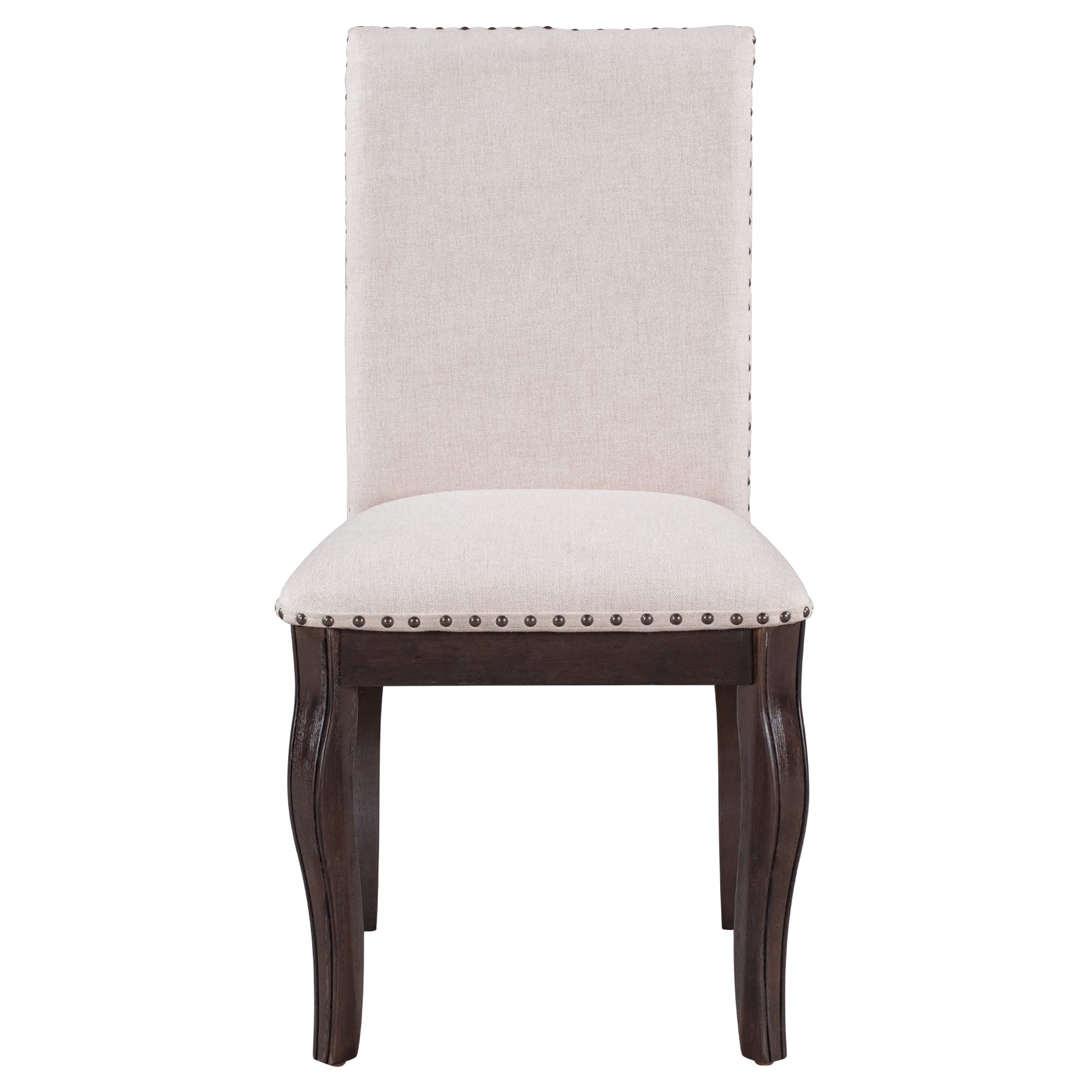 Set of 4 Wood Upholstered Fabric Dining Chairs with Nailhead Trim - Modern Kitchen & Dining Room Furniture for Home Decor