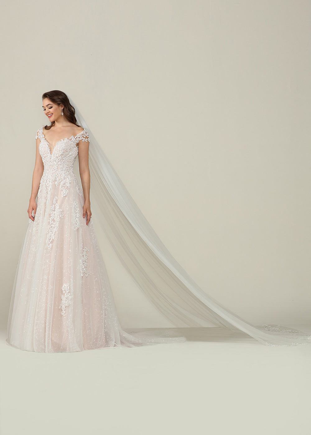 Piper Veil Cathedral Wedding Veil with Lace Appliques - Elegant Bridal Accessory for Church Ceremonies & Formal Weddings