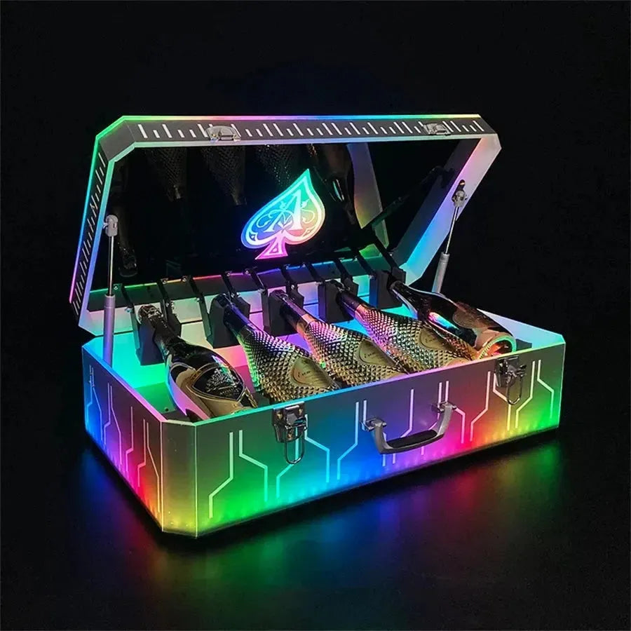 OEM Rechargeable Acrylic Champagne Bottle Display Case - 3/5 Ace of Spades VIP Bottle Holder with RGB Color Changing Lights | Perfect for Nightclubs, Bars, Wedding Receptions & Luxury Gift Presentations