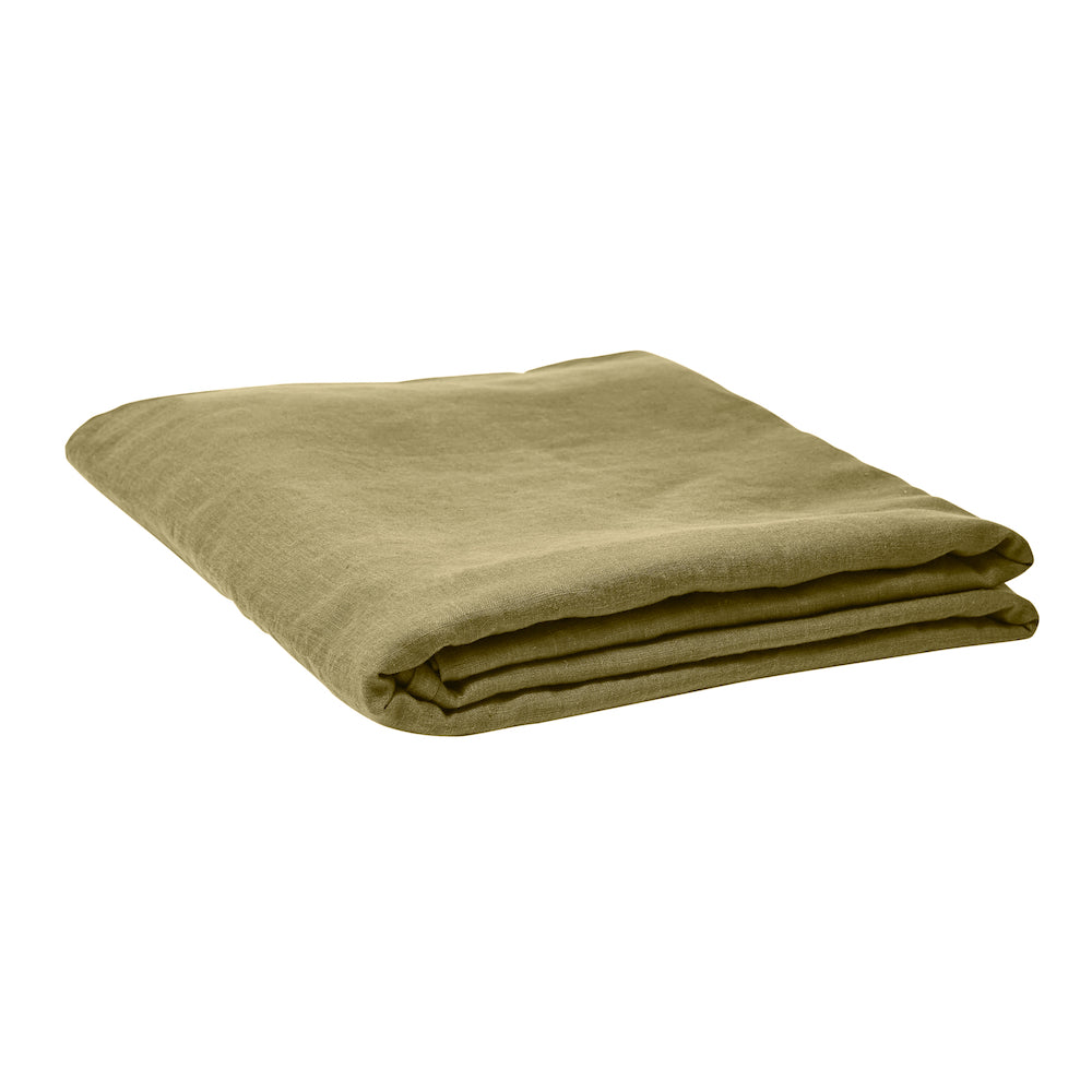 Premium 100% Linen Flat Sheet - Breathable & Soft Moss Green Bedding for All Seasons | Perfect for Master Bedroom, Guest Room, or Vacation Home