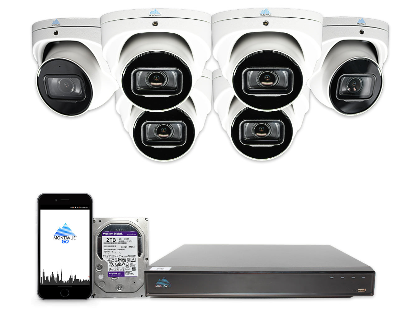 MTT8110 4K Acupick Turret Security Camera System - 8 Channel AI NVR with 2TB HDD for 24/7 Home & Business Surveillance | Outdoor/Indoor Night Vision, Smart Motion Detection