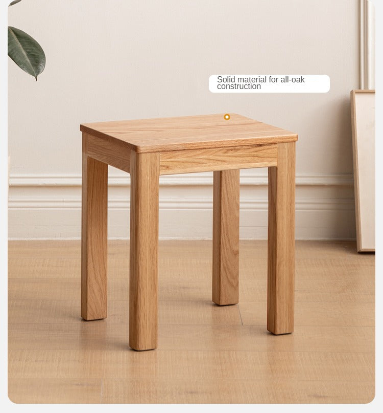 Solid Oak Wood Stool - Rustic Bar Stool, Kitchen Island Stool & Counter Height Stool for Home, Cafe and Restaurant Use