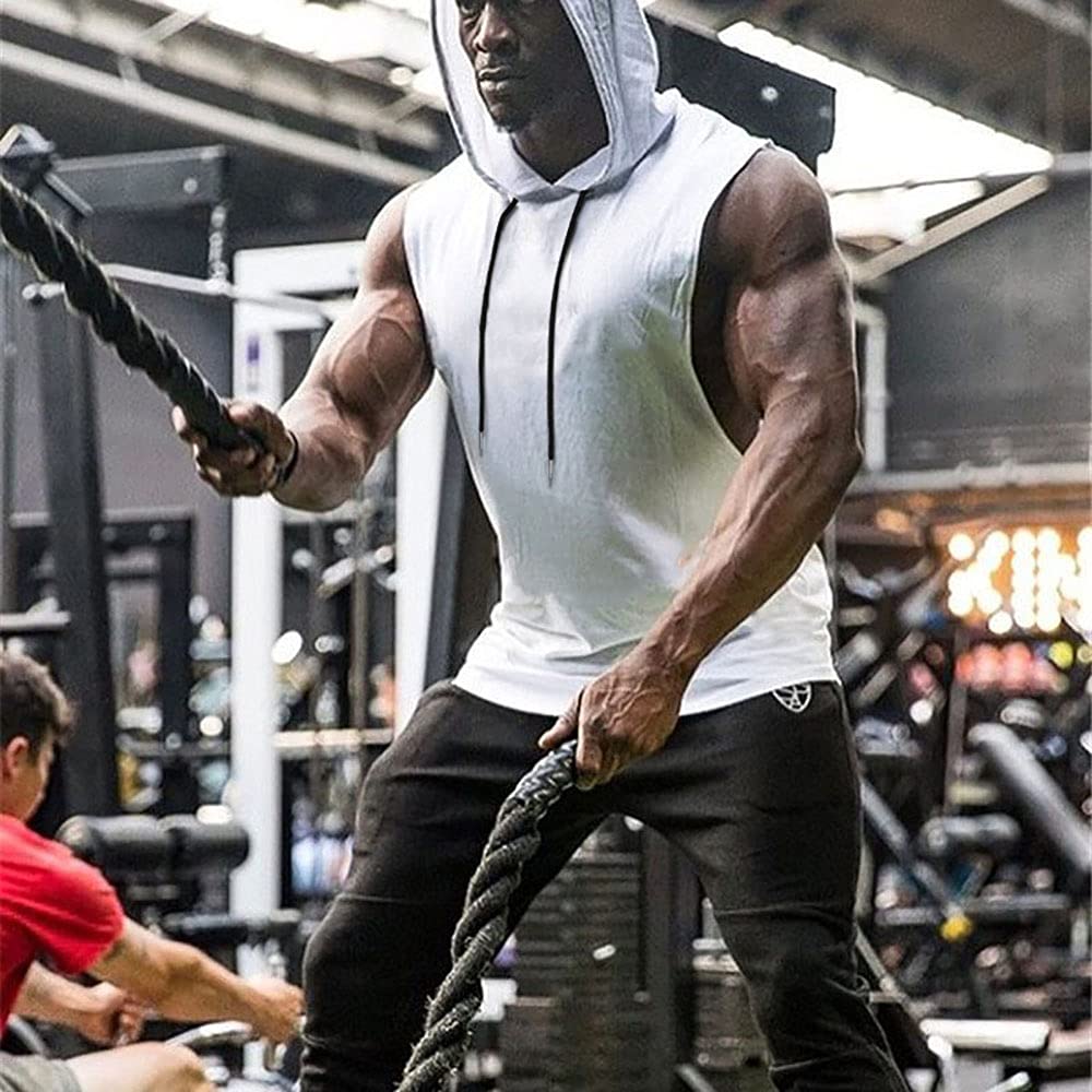 Babioboa Men's Workout Hooded Tank Top - Sleeveless Gym Hoodie for Bodybuilding & Training - Breathable Muscle Shirt for Running, Weightlifting & Fitness - Perfect for Gym, Outdoor Sports & Casual Wear