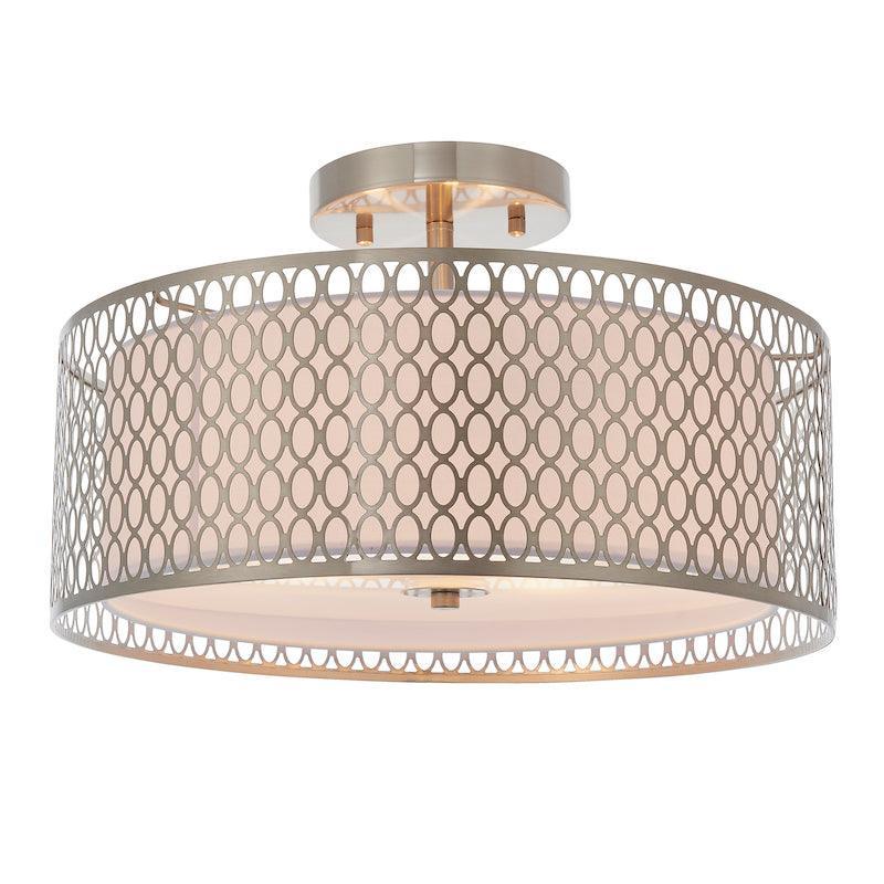 3-Light Nickel Flush Ceiling Light Fixture - Modern LED Lighting for Bedroom, Hallway, or Kitchen - Cordero Collection