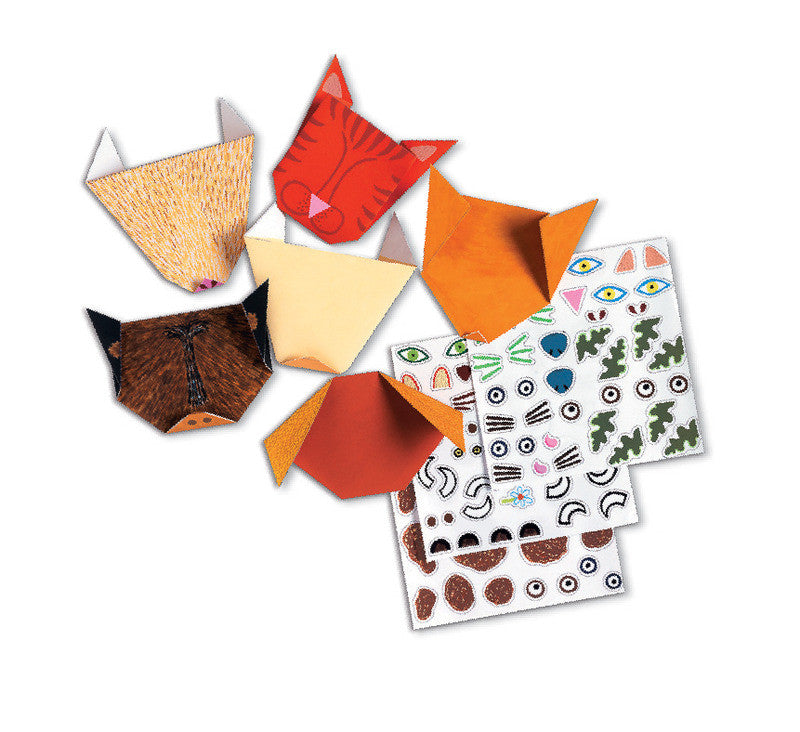 Fun Animal Face Origami Set for Kids - Creative Paper Folding Craft Kit by Djeco - Perfect for Birthday Gifts & Classroom Art Activities