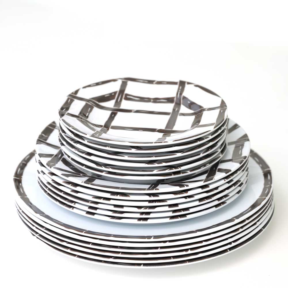 Eco-Friendly Brown Bamboo Melamine Dinner Plates - Set of 6 | Durable & Lightweight Dishware for Outdoor Picnics, Camping & Everyday Use