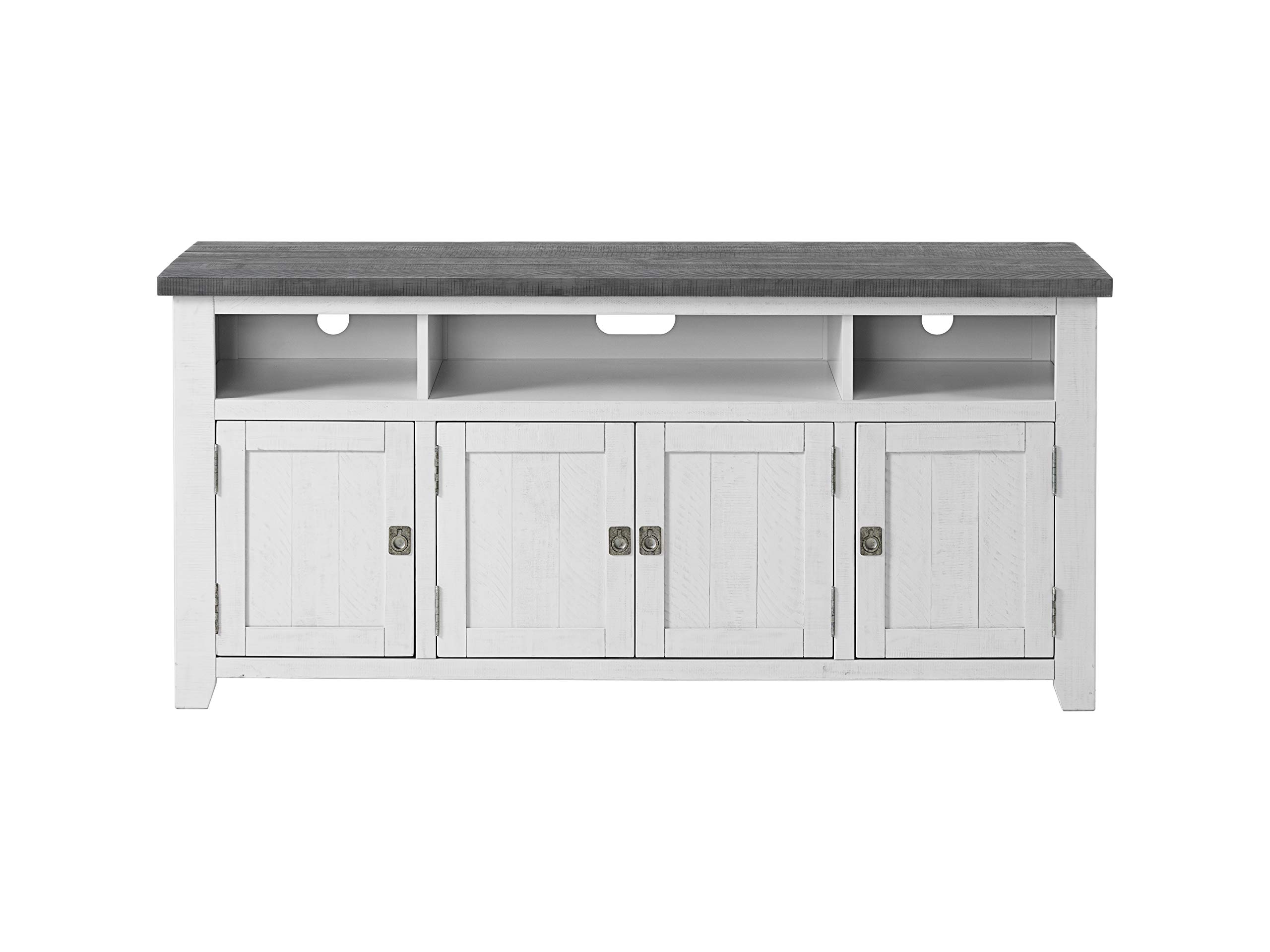 Martin Svensson Home Foundry 65 Inch TV Stand with Grey Top - Modern White Wooden Entertainment Center for Living Room, Bedroom & Home Theater