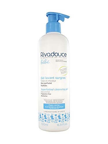 Rivadouce Baby Superfatted Cleansing Gel 500ml - Gentle Moisturizing Wash for Newborn & Sensitive Skin - Perfect for Bath Time & Daily Baby Care
