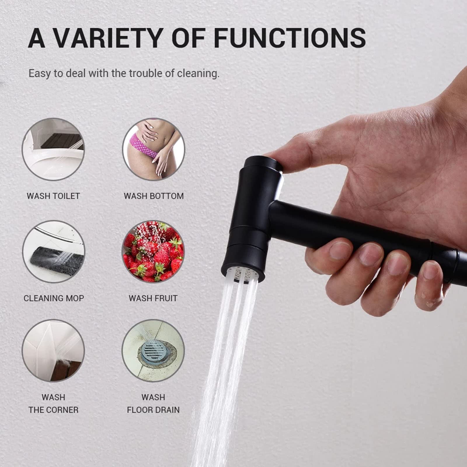 2-in-1 Handheld Toilet Sprayer with Brass Shower Tap - Portable Bidet Sprayer for Toilet Cleaning, Baby Diaper Washing & Bathroom Cleaning (Ideal for RV, Travel & Home Use)