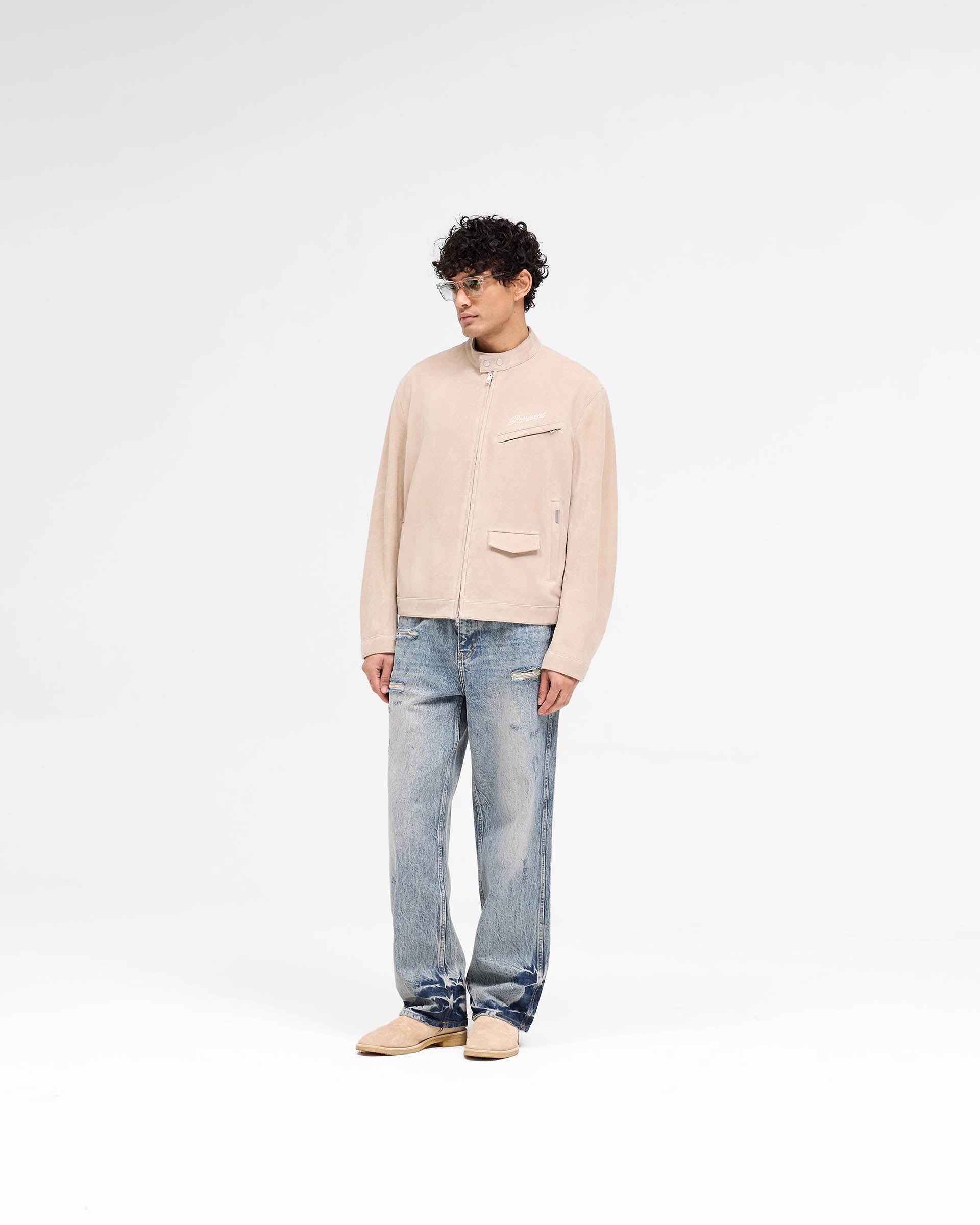 Overdrive Suede Jacket for Men - Beige Brown Lightweight Casual Outerwear | Perfect for Fall Winter Fashion, Date Night & Streetwear Outfits