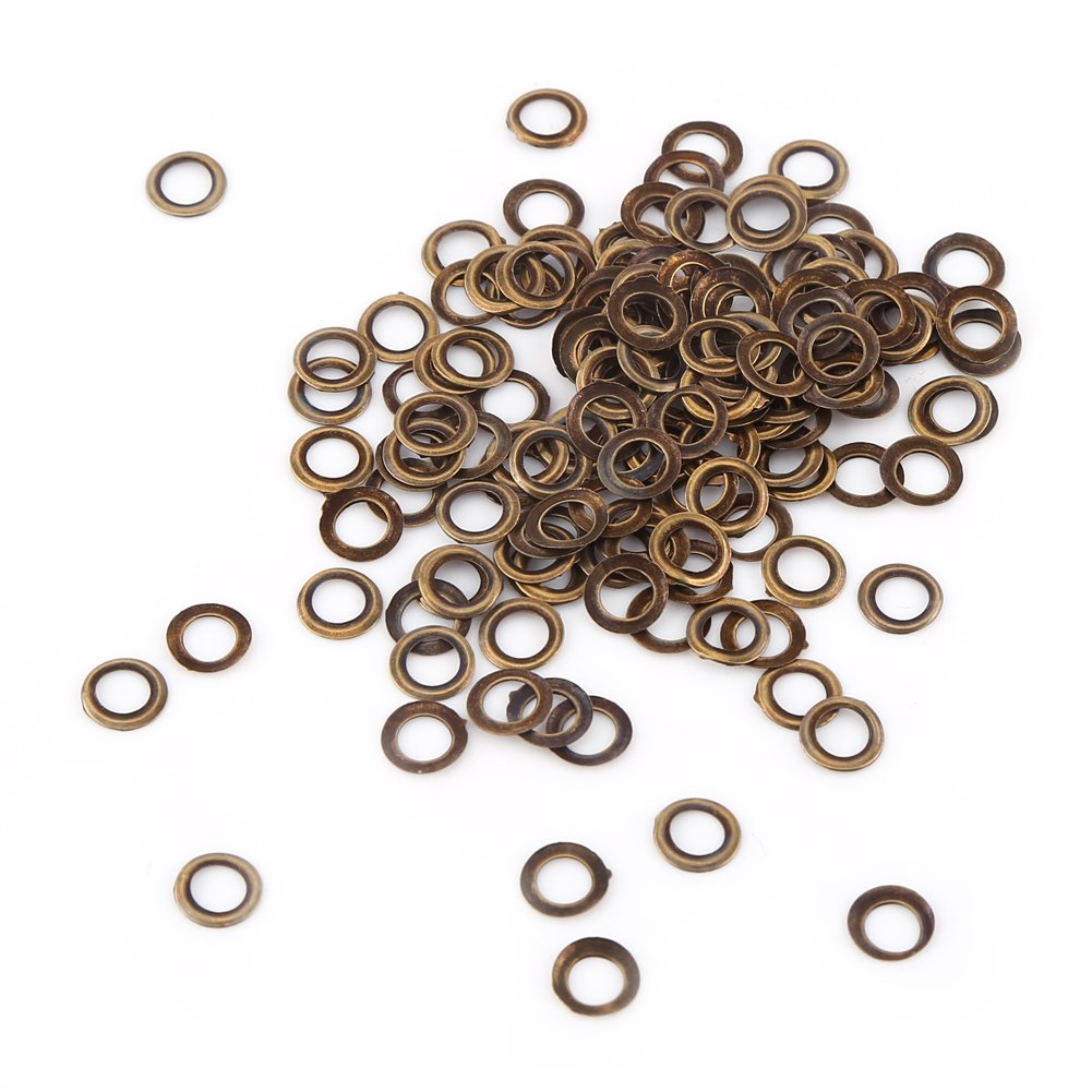 100pcs Bronze Metal Eyelets Grommets - 6mm Round Hole for DIY Leathercraft, Shoes, Belts, Bags & Clothing - Durable Rivets for Scrapbooking, Crafts & Fashion Accessories - Perfect for Home DIY Projects & Professional Use
