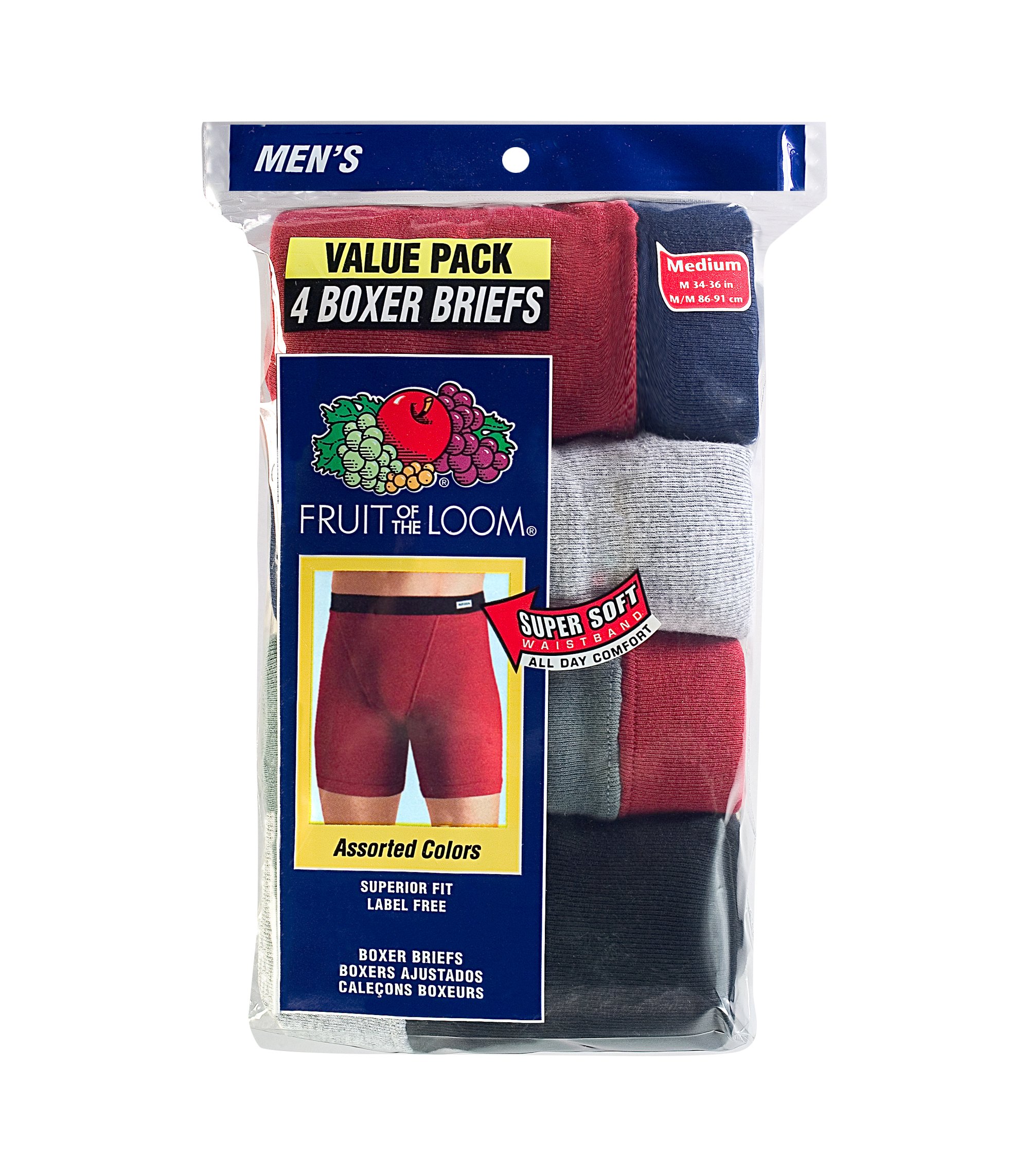 Fruit of the Loom Men's Big & Tall Covered Waistband Boxer Briefs - 4 Pack Multipack | Soft Cotton Underwear for All-Day Comfort at Work, Gym & Sleep