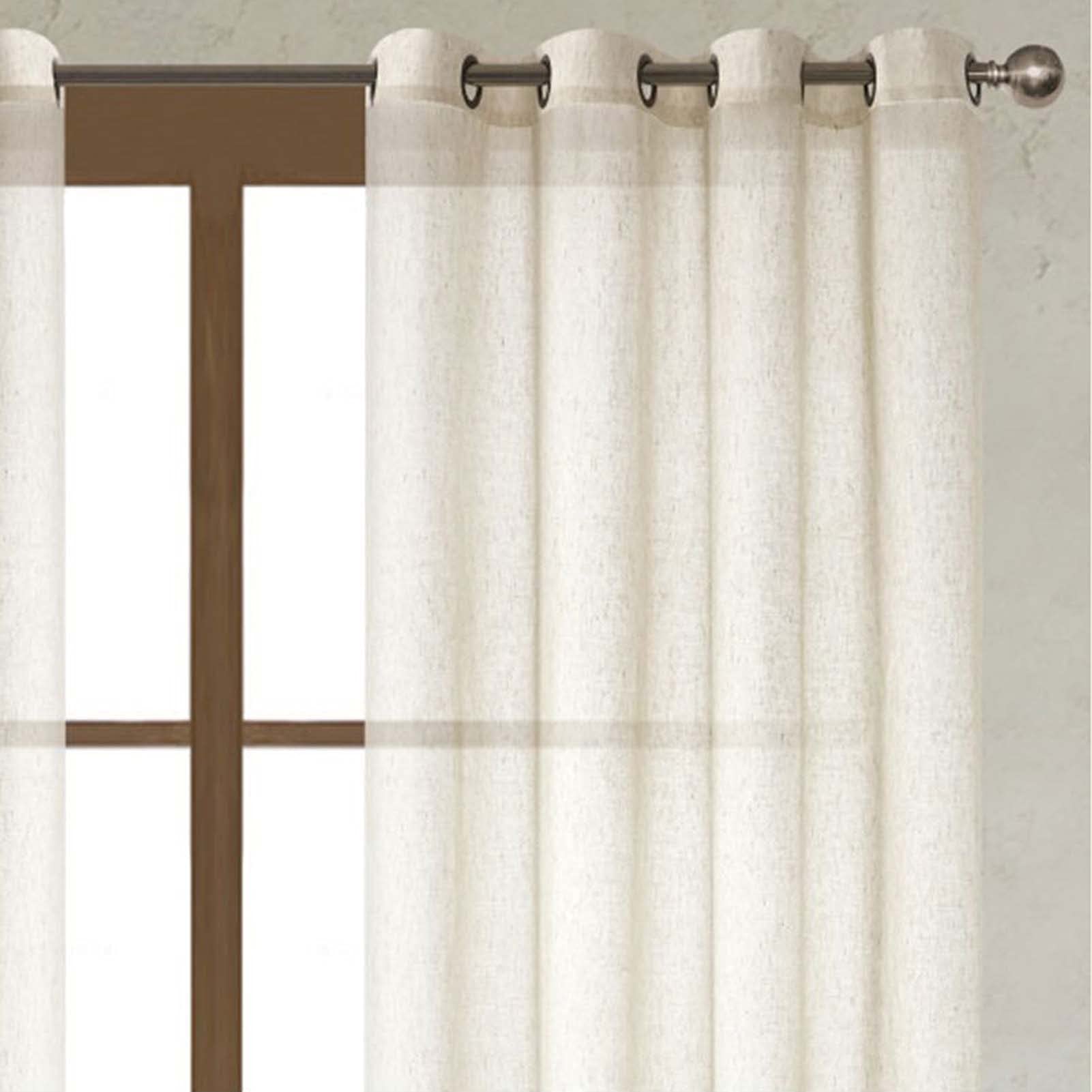 2-Panel Sheer Curtains with Grommet 79x98 Inches, Linen Textured Semi Voile Window Drapes for Bedroom & Living Room - Blackout Thermal Insulated Curtain Panels for Home Decor & Sun Protection