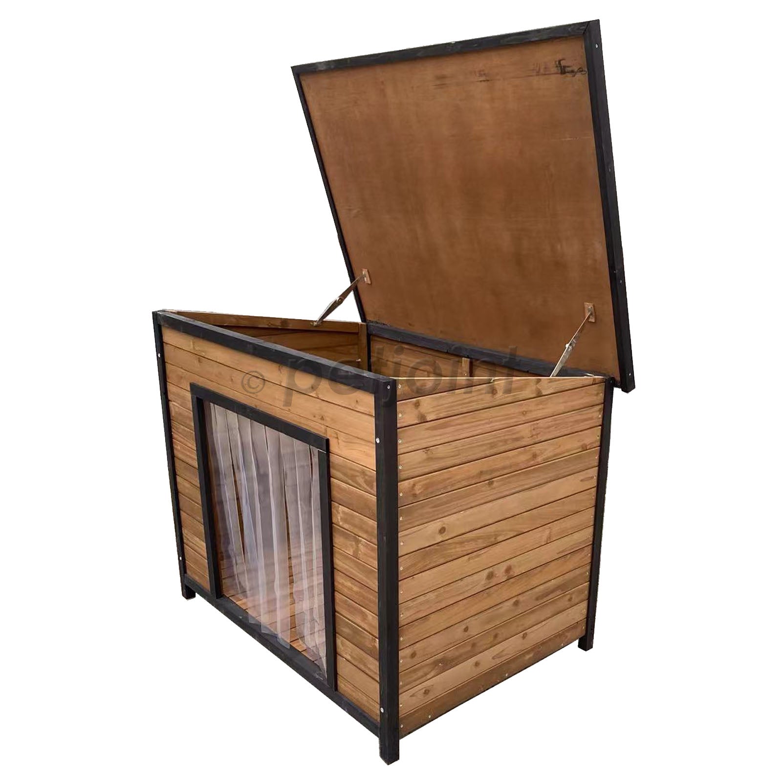 Extra Large Wooden Dog House with Wide Door - Spacious Flat Roof Pet Kennel for Outdoor Use, Backyard, and Patio