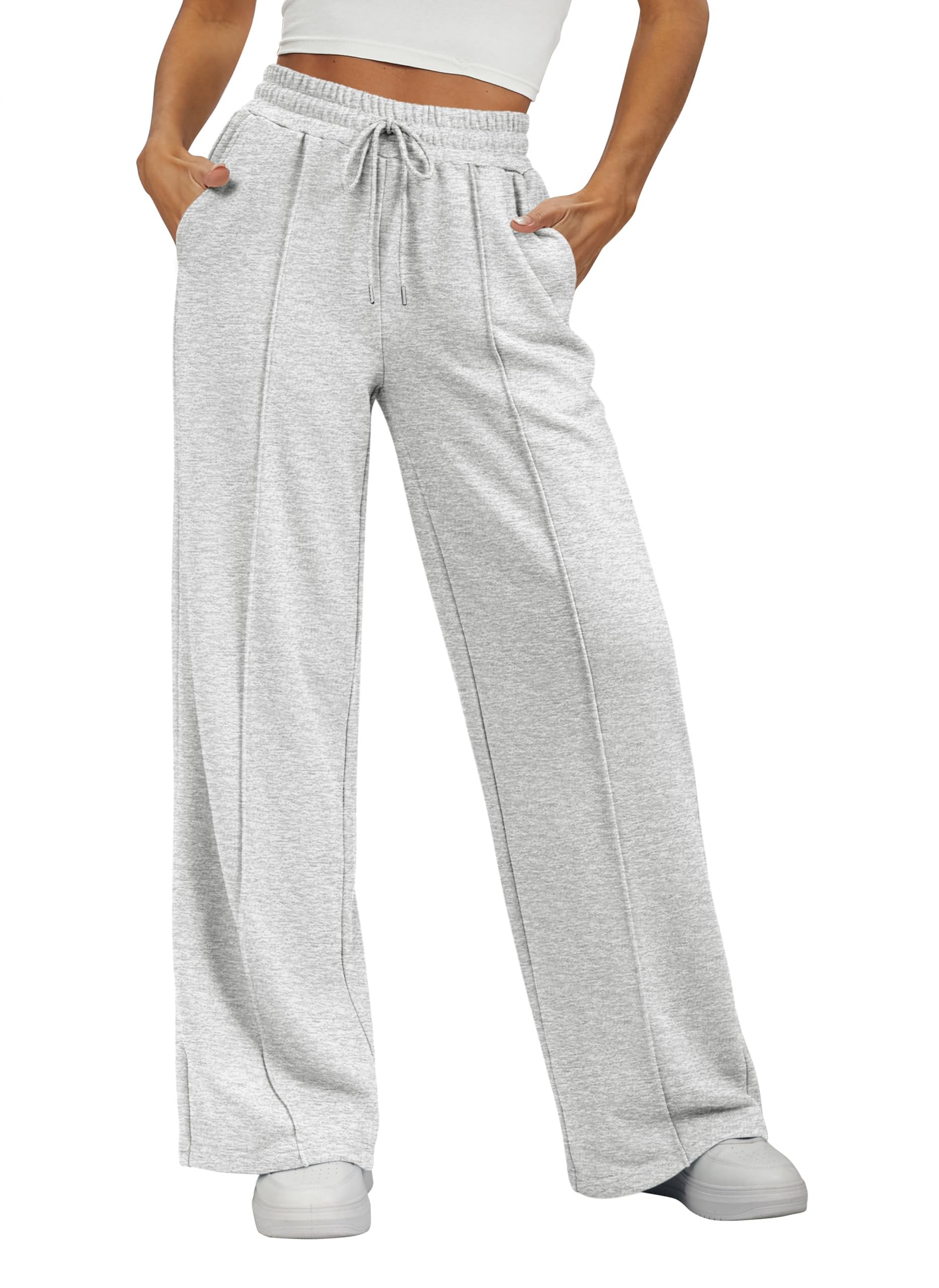 Women's High Waisted Wide Leg Sweatpants - Flare Baggy Joggers with Drawstring Waist | Soft Athletic Lounge Pants for Yoga, Running & Winter Fashion Outfits