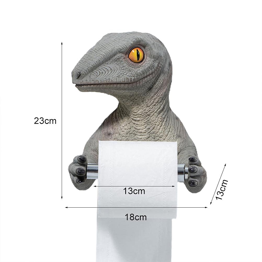 3D Dinosaur Wall-Mounted Toilet Paper Holder - Lifelike Dinosaur Design Bathroom Tissue Roll Dispenser for Home, Kids Room & Dinosaur Theme Decor