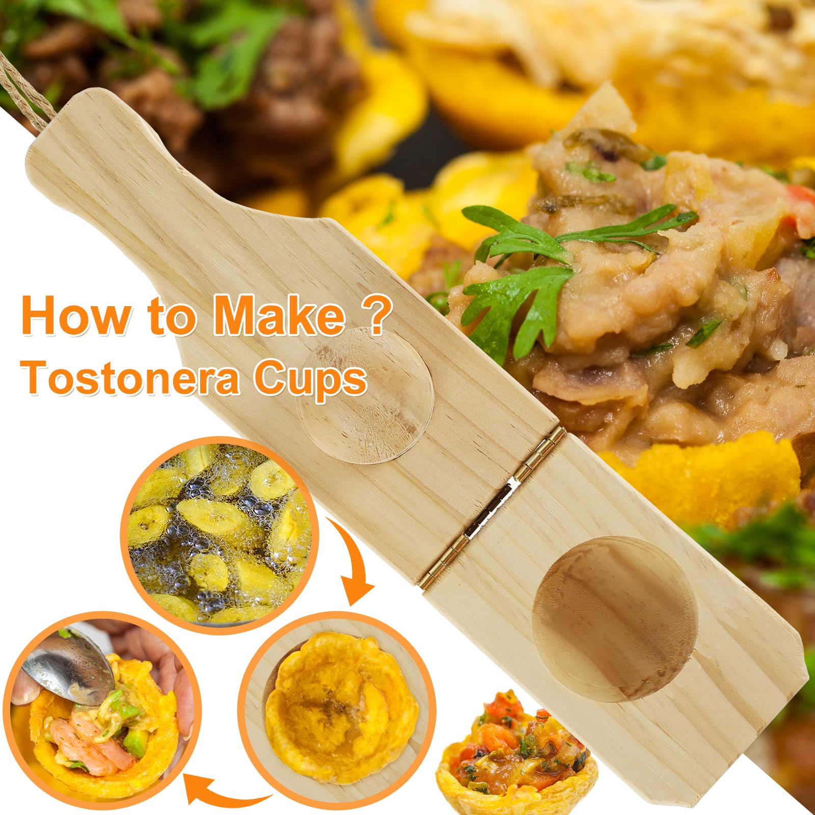 Wooden Plantain Press Smasher - Tostonera for Making Tostones & Plantain Cups - Solid Wood Banana Masher - Perfect for Latin & Caribbean Cuisine - Ideal for Home Cooking & Restaurant Use