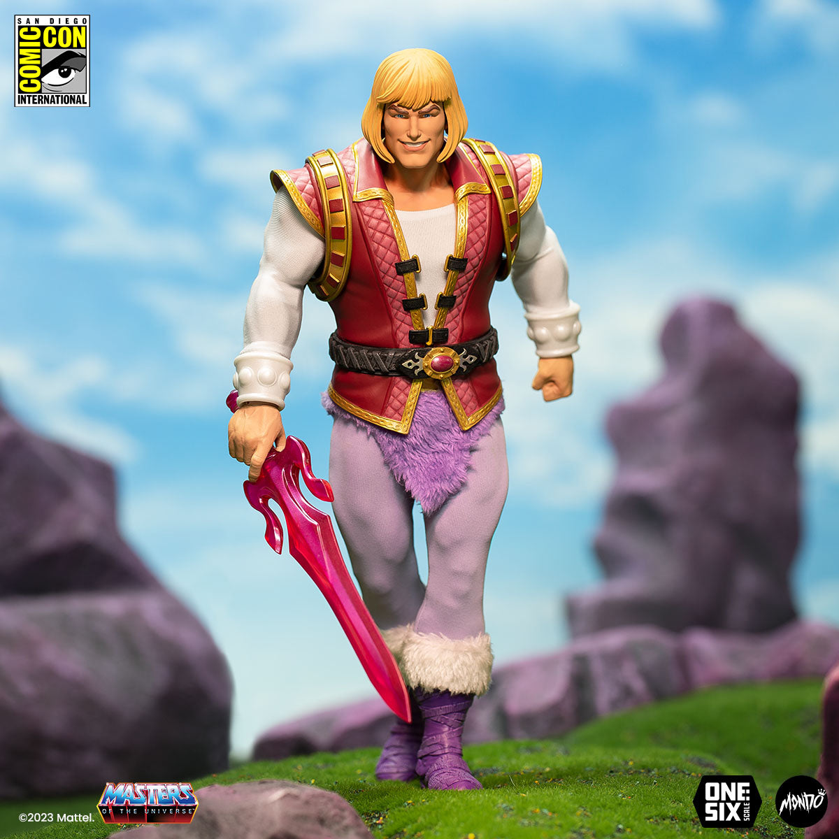 Masters of the Universe Prince Adam 1/6 Scale Action Figure SDCC Exclusive Collectible - Perfect for Display, Gifts, and Comic-Con Fans