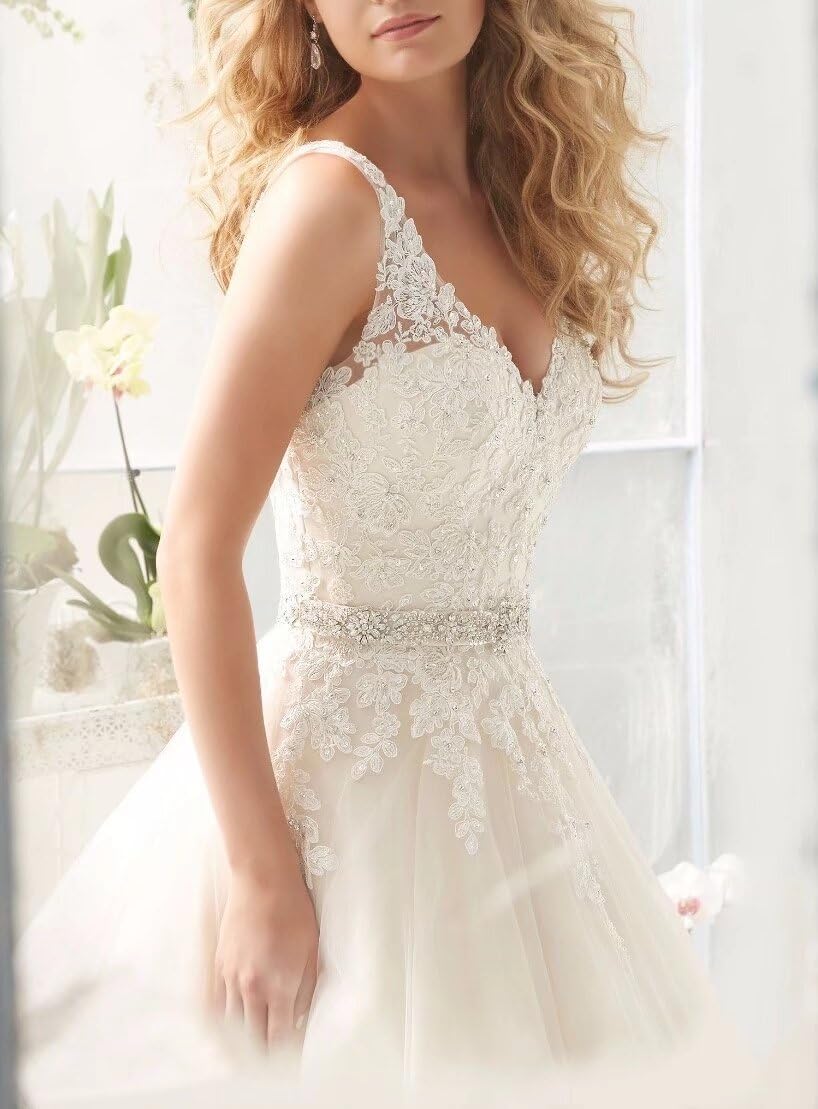 Elegant Beach Wedding Dresses for Bride - Sparkling Sequins Sleeveless V-Neck Bridal Gowns for Women (HS17) | Perfect for Destination Weddings, Beach Ceremonies & Summer Elopements
