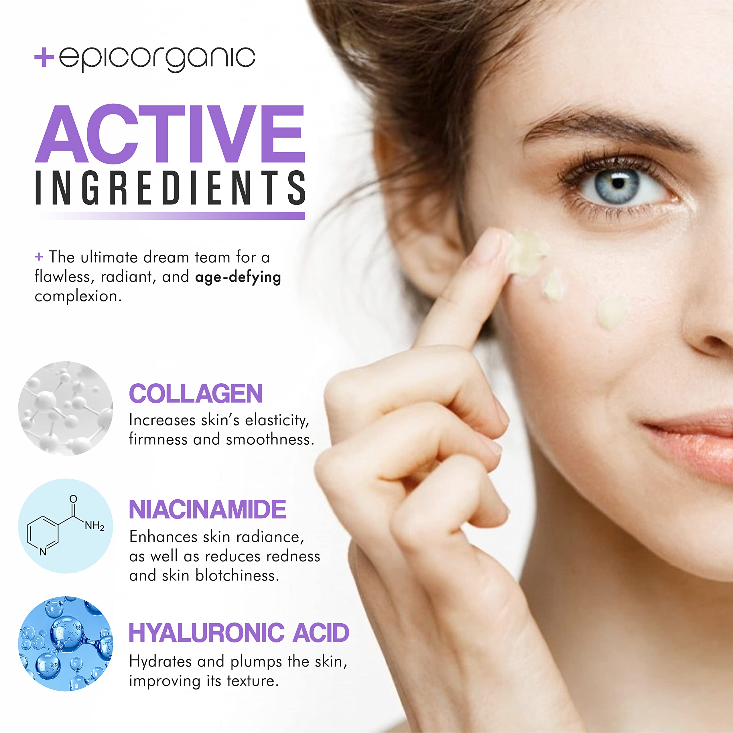 Epic Organic Night Repair Cream - Anti Wrinkle & Anti Aging Night Cream for Women with Hyaluronic Acid & Collagen | Deep Moisturizing Face Cream for Day & Night Use | 1.7 oz | Perfect for Dry Skin & Fine Lines Reduction Before Bed