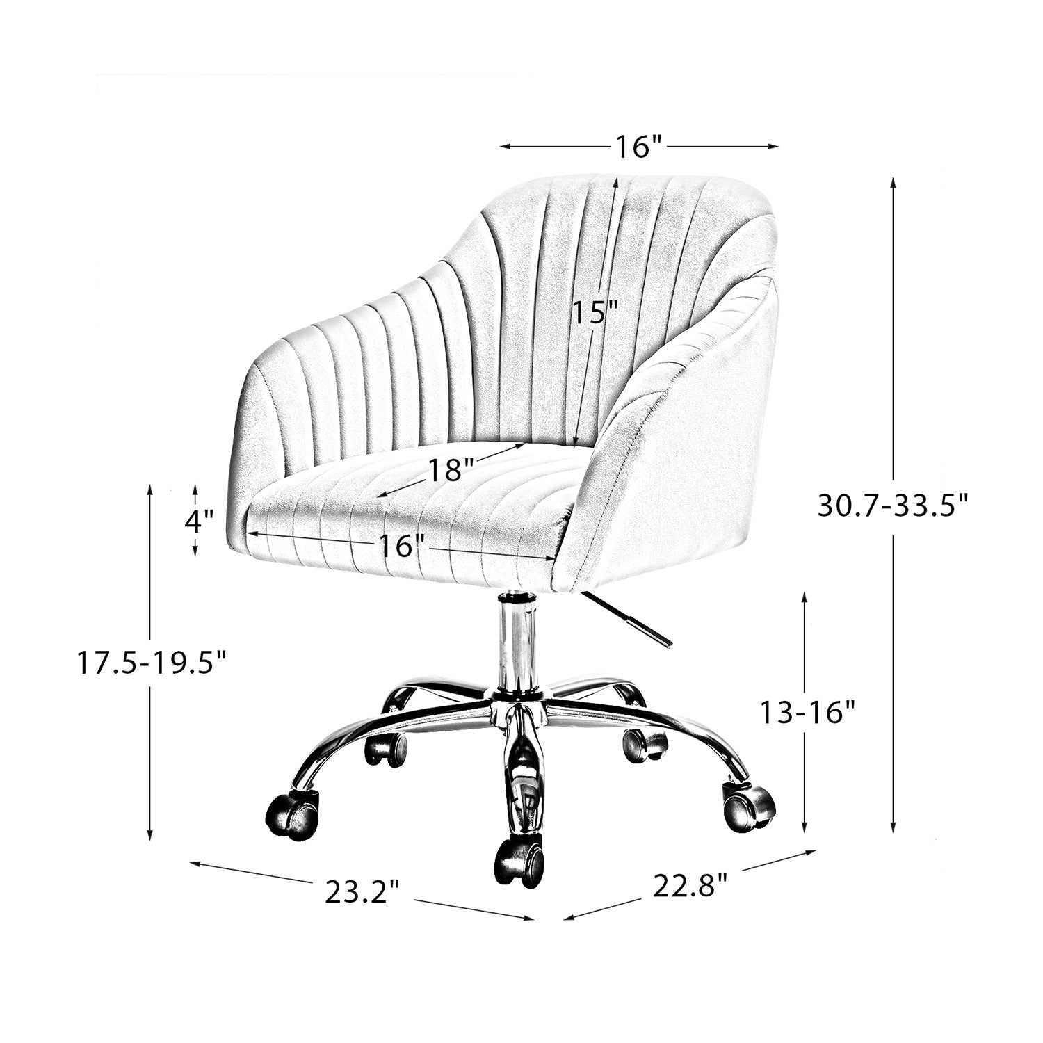 Luxury Velvet Office Chair - Ergonomic Desk Chair with Adjustable Height for Home & Workspace - Perfect for Remote Work, Gaming & Study