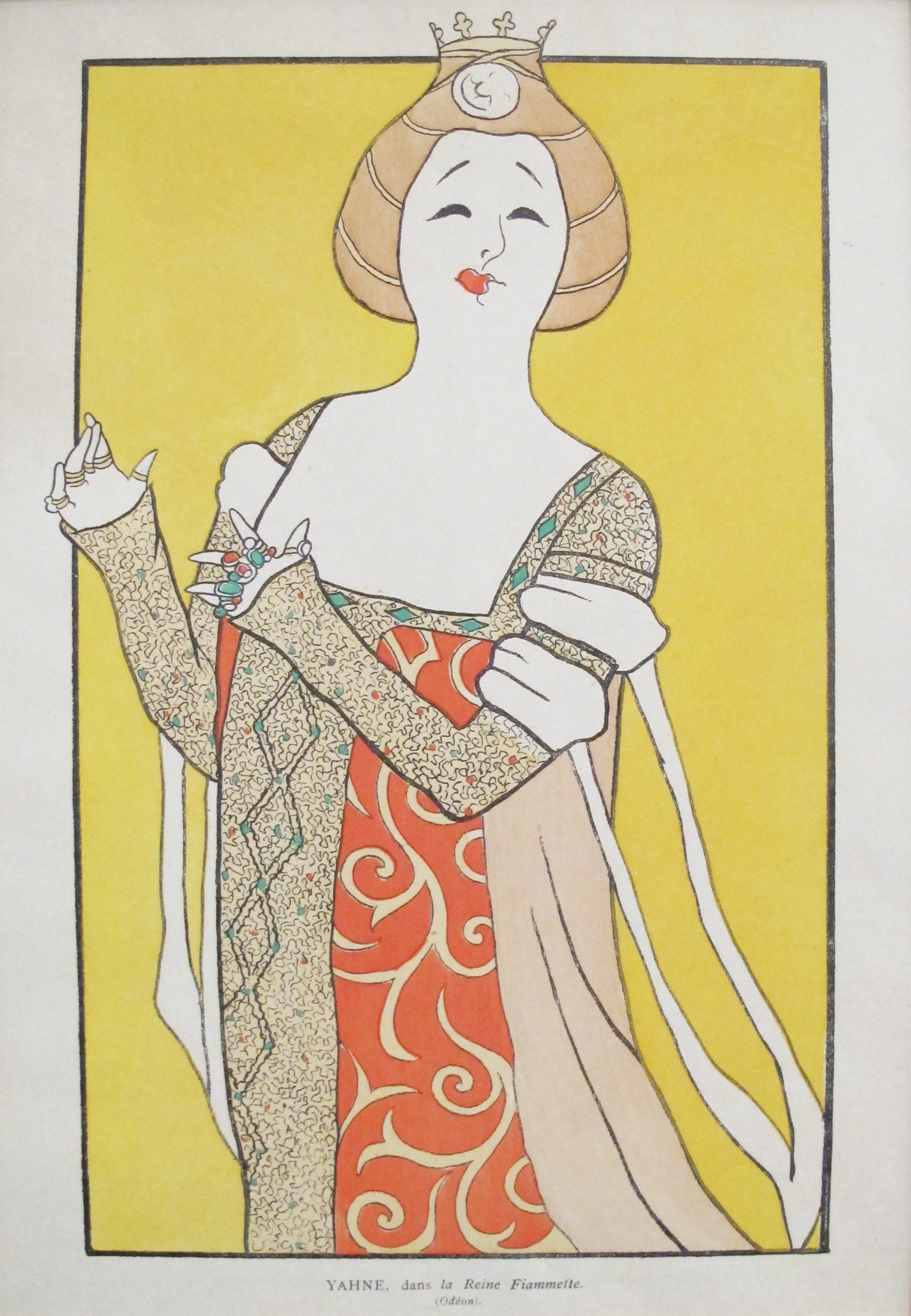 Original 1899 Vintage Cappiello Pochoir Art Print from Nos Actrices (Yahne) - Rare French Poster for Home Decor & Art Collectors