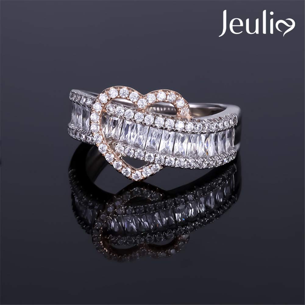 3.5 Carat Heart Cut Diamond Engagement Ring for Women - 925 Sterling Silver Two Tone Wedding Band with Halo CZ Solitaire - Anniversary Promise Ring Gift Set with Jewelry Box (Perfect for Proposals, Weddings & Romantic Occasions)