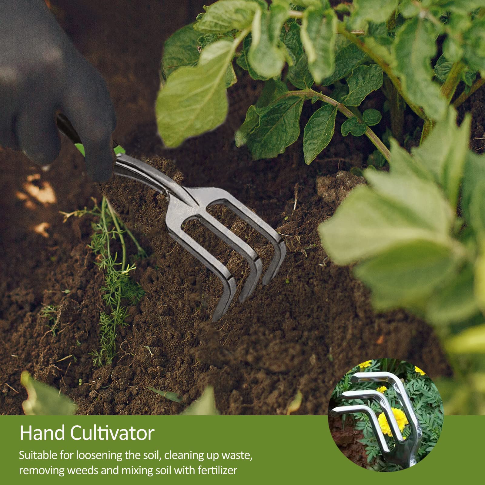 **3-Piece Heavy Duty Garden Tool Set - Ergonomic Non-Slip Handle Trowel, Transplant Trowel & Hand Rake - Perfect for Planting, Weeding & Landscaping - Ideal Gardening Gifts for Men & Women**