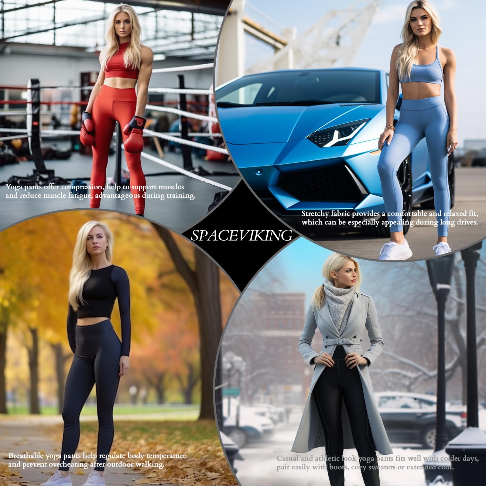 High Waisted Yoga Pants with Pockets for Women - Tummy Control Workout Leggings, Athletic Stretchy Gym Pants for Yoga, Running & Lounge Wear