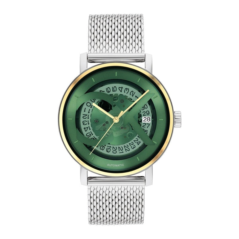 Calvin Klein Iconic Automatic Green Dial Mesh Steel Watch 25300005 for Men - Stylish & Durable Timepiece for Business, Casual & Everyday Wear