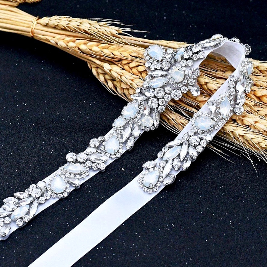 Swarovski Opal Bridal Belt - Elegant Wedding Sash for Brides, Bridesmaids & Prom - Perfect for Weddings, Formal Events & Special Occasions