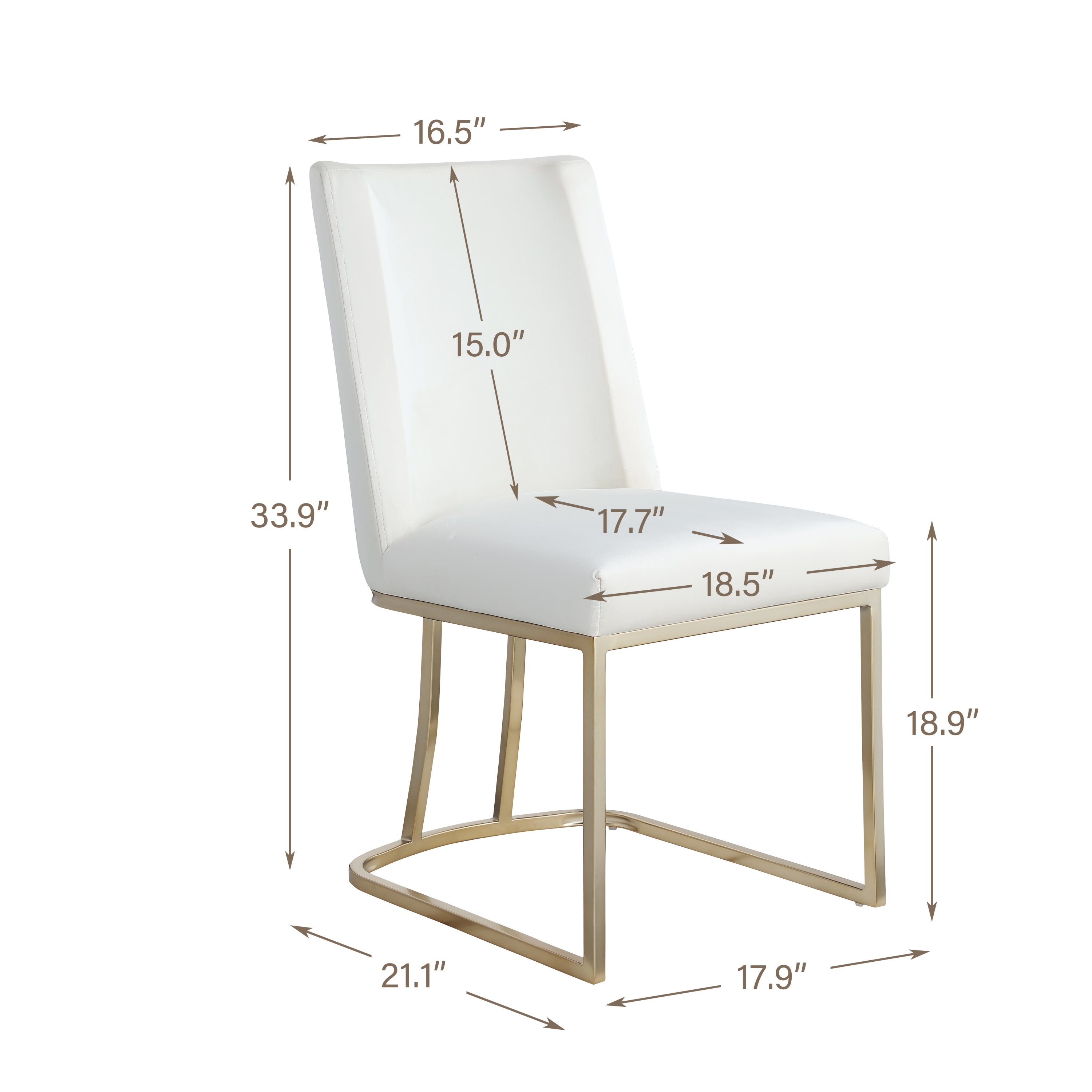 Luxury Velvet Dining Chairs Set of 2 - Modern Upholstered Side Chairs with Gold Metal Legs, White - Perfect for Kitchen, Dining Room & Home Decor