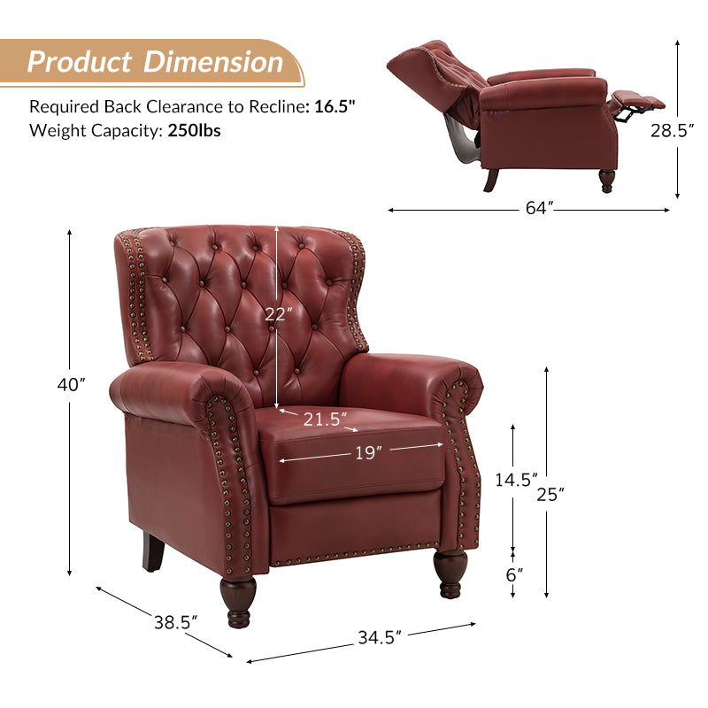 Premium Genuine Leather Oversized Recliner Chair for Living Room - Comfortable Lounge Chair for Home Theater, Reading Nook & Relaxation
