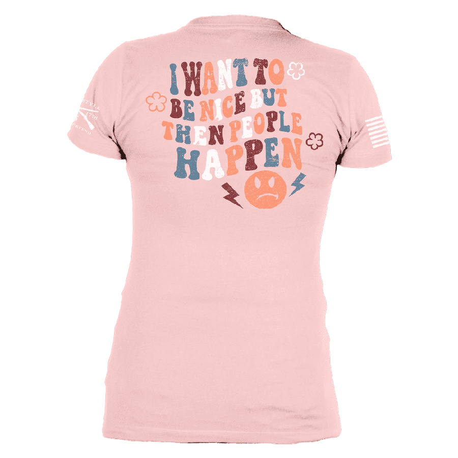 Women's Be Nice V-Neck T-Shirt in Light Pink - Soft & Comfortable Casual Top for Everyday Wear