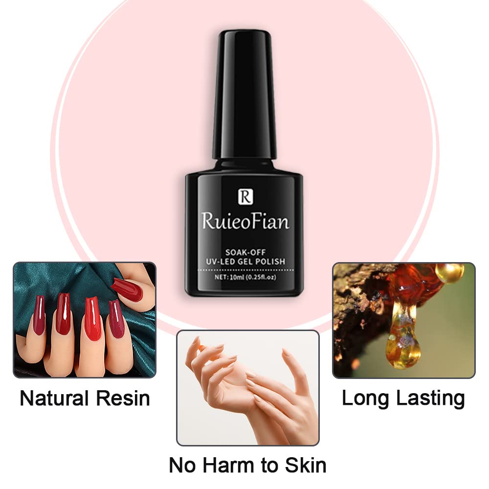 BINGBRUSH 3 Pcs Gel Nail Polish Kit - 10ML Red Soak Off UV LED Nail Polish, Long Lasting High Shine Nail Lacquer for Manicure, Salon & DIY Nail Art (A02-Red) | Perfect for Home Use, Professional Salons, Parties & Special Occasions