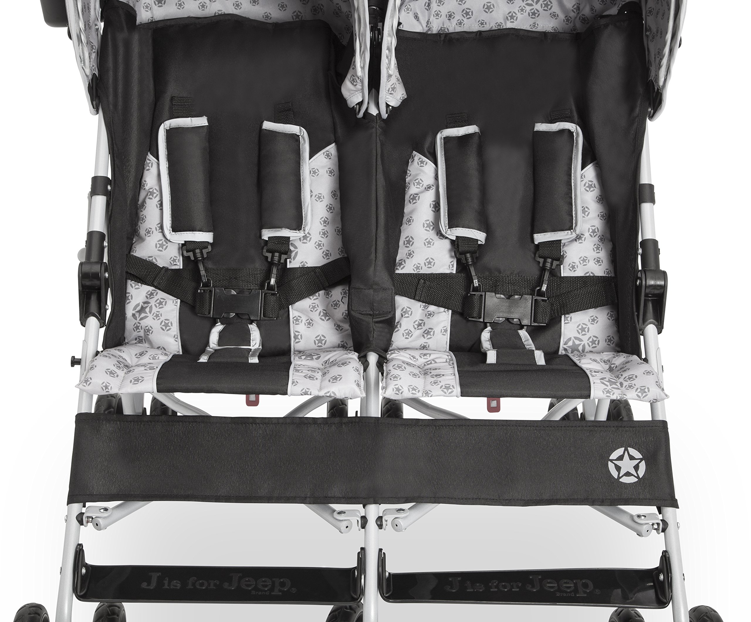Jeep Scout Double Stroller for Toddlers - Side by Side Baby Stroller with Adjustable Canopy & Storage Basket, Charcoal Galaxy - Perfect for Twins, Siblings or Daycare Outings