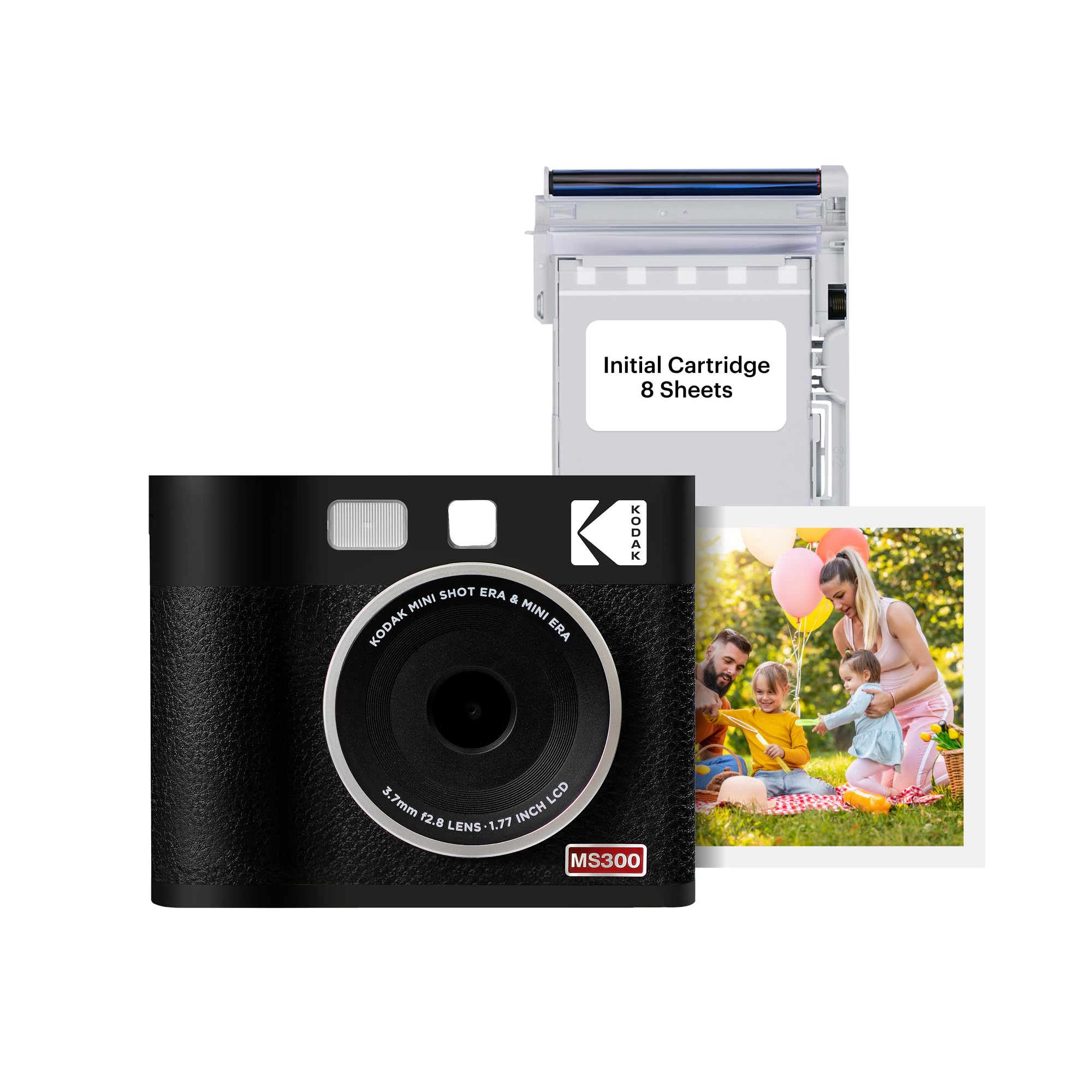KODAK Mini Shot 3 ERA 4PASS 2-in-1 Instant Camera & Photo Printer (3x3) with 8 Sheets - Black | Portable Instant Camera for Travel, Parties, Events & DIY Photo Gifts