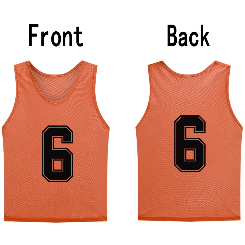 12 Pack Numbered Soccer Training Bibs (1-12) - Reversible Pinnies for Kids, Youth & Adults - Perfect for Basketball, Soccer & Team Sports Practice