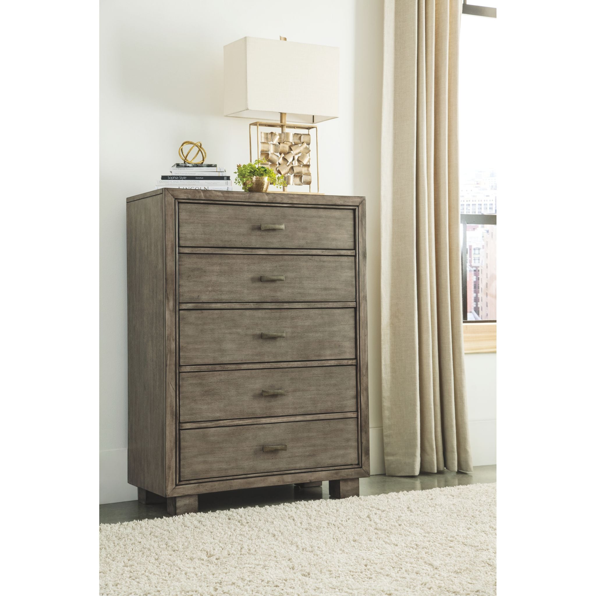 Arnett Gray Chest - Stylish and Durable Storage Solution for Bedroom, Living Room, or Office Organization