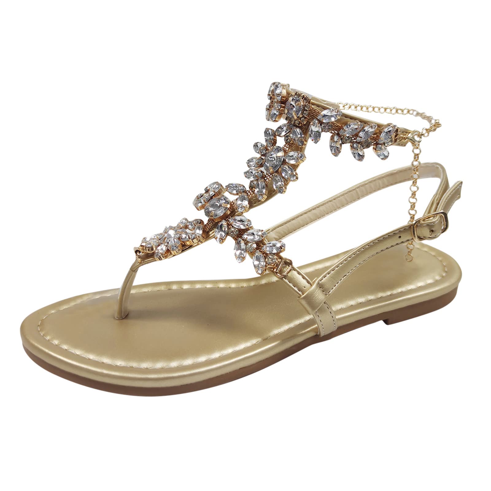 Women's Rhinestone Flat Thong Sandals - Comfortable Walking Slip-On Sandals for Women - Perfect for Beach, Pool, and Summer Outfits