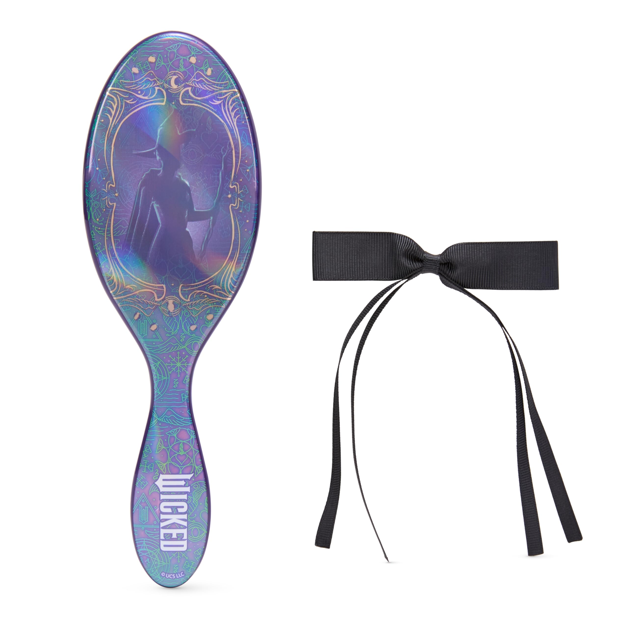 Wet Brush Original Detangler Hair Brush with Ultra-Soft IntelliFlex Bristles - Glides Through Tangles for All Hair Types (Wet, Dry & Damaged) - Elphaba (Wicked) Kit Includes 1 Brush & 1 Bow - Perfect for Kids, Travel & Daily Hair Care